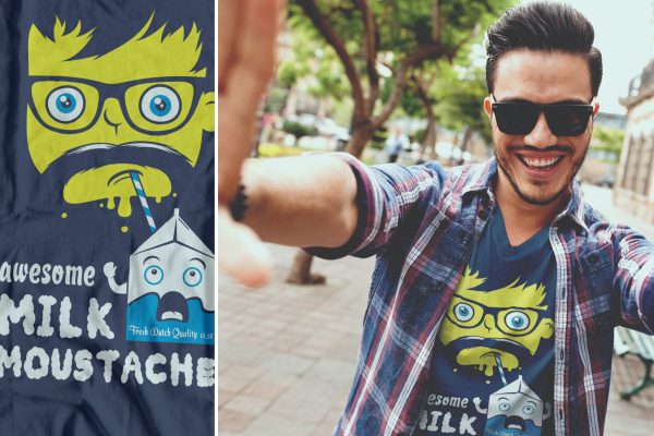 Portfolio image t-shirt design Awesome Milk Moustache Eric Steuten Creative Director art direction & UI UX designer